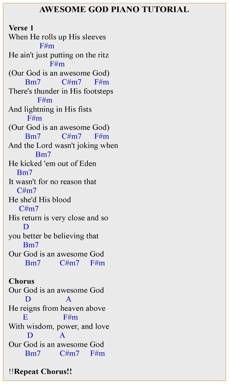 our god is an awesome god chords key of c
