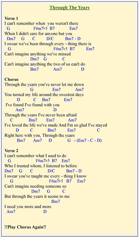Lyrics and piano chords